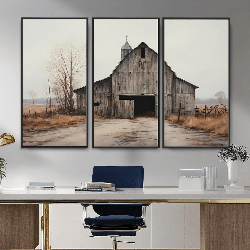 Farmhouse Rustic Barn Wall Art Canvas Print, Framed and Ready to Hang