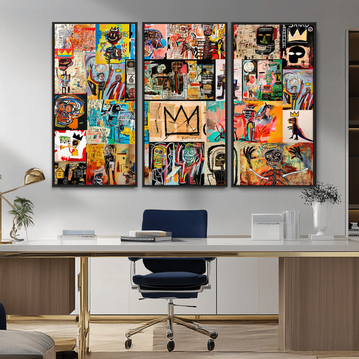 Abstract Art Collage Wall Art Canvas Print, Urban Graffiti Style