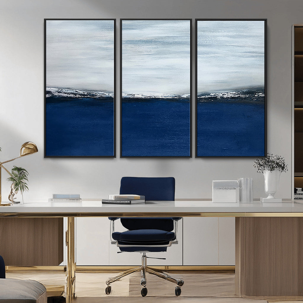 Navy Blue Abstract Wall Art Canvas Print