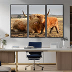 Highland Cow Canvas Wall Art Animal Print for Farm House Decor