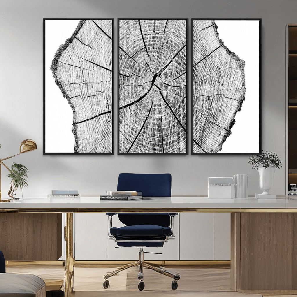 Rustic Tree Ring Wall Art Canvas Print, Framed and Ready to Hang