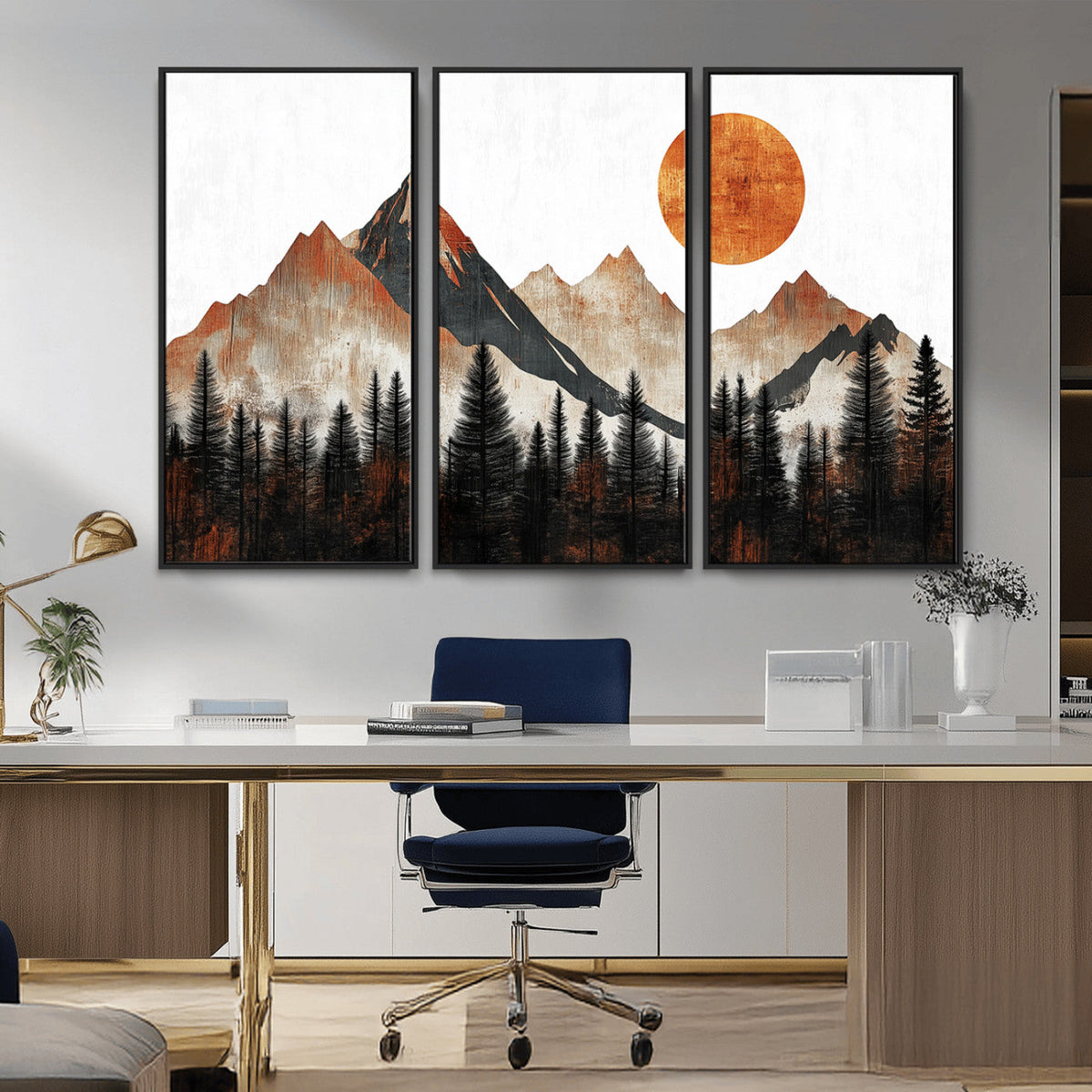 Modern Abstract Mountain Canvas Wall Art Print