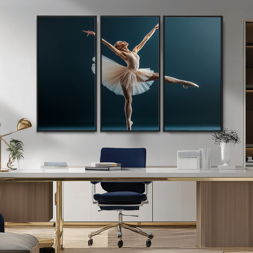 Ballet Dancer Wall Art | Framed Graceful Pose Canvas