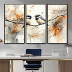 Beautiful Birds Wall Art | Framed Watercolor Branch Canvas