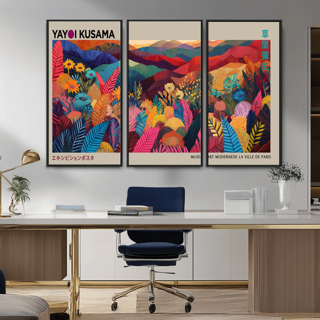 Yayoi Kusama Wall Art Canvas Print, Abstract Art, Large Framed Print, Japanese Wabi Sabi Wall Art