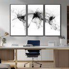 Abstract World Map Wall Art | Framed Geometric Line Canvas