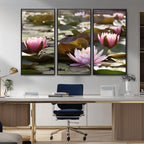 Lotus Flower Wall Art Canvas Print, Water Lily Large Wall Art for Yoga Room Decor