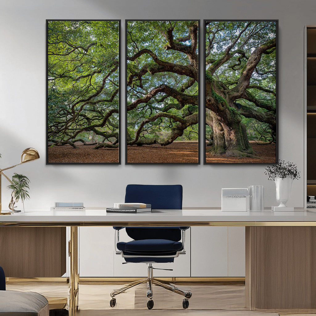 Historic Tree Wall Art | Framed Mossy Branch Canvas Artwork