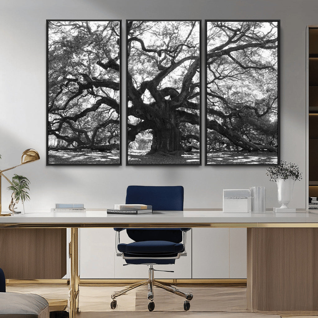 Ancient Oak Wall Art Canvas Print | Gnarled Tree with Twisted Branches