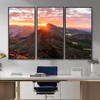Mountain Sunrise Wall Art | Framed Alpine Ridge Canvas