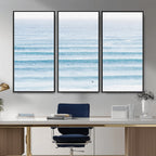 Ocean Wave Surfer Wall Art | Framed Minimal Seascape Canvas