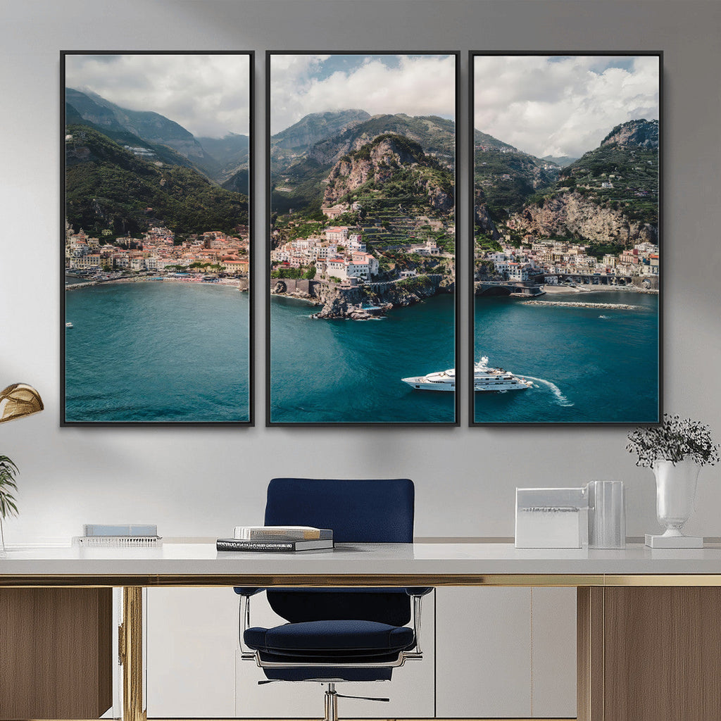 Amalfi Coast Wall Art | Framed Italian Seaside Canvas
