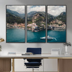 Amalfi Coast Wall Art | Framed Italian Seaside Canvas