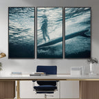 Underwater Surf Wall Art | Framed Ocean Wave Canvas Artwork
