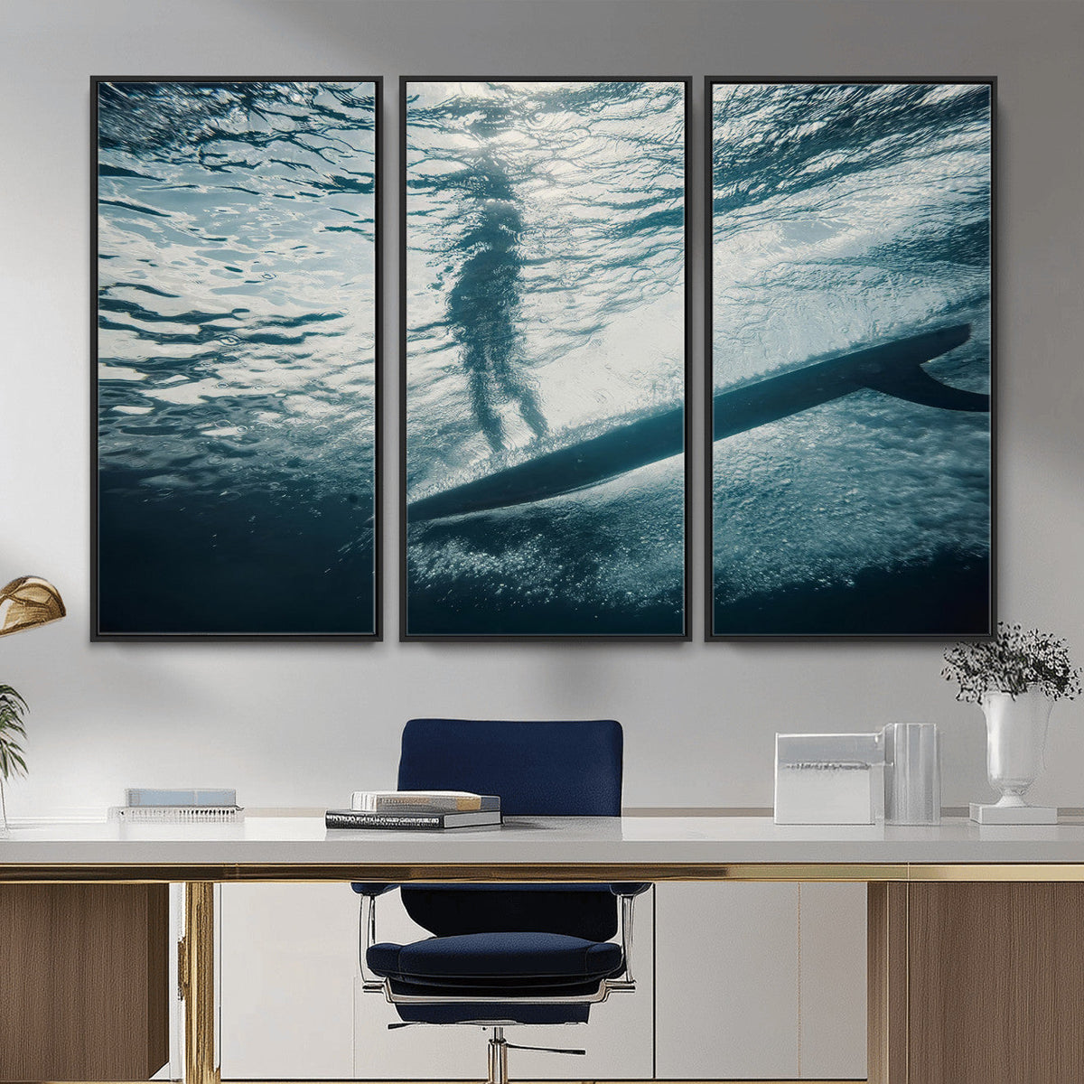 Underwater Surf Wall Art | Framed Ocean Wave Canvas Artwork