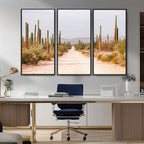 Desert Cactus Wall Art | Framed Southwestern Canvas Artwork
