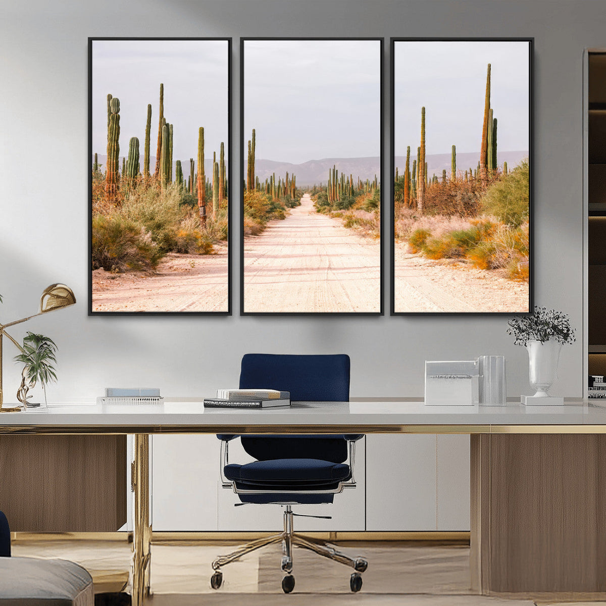 Desert Cactus Wall Art | Framed Southwestern Canvas Artwork