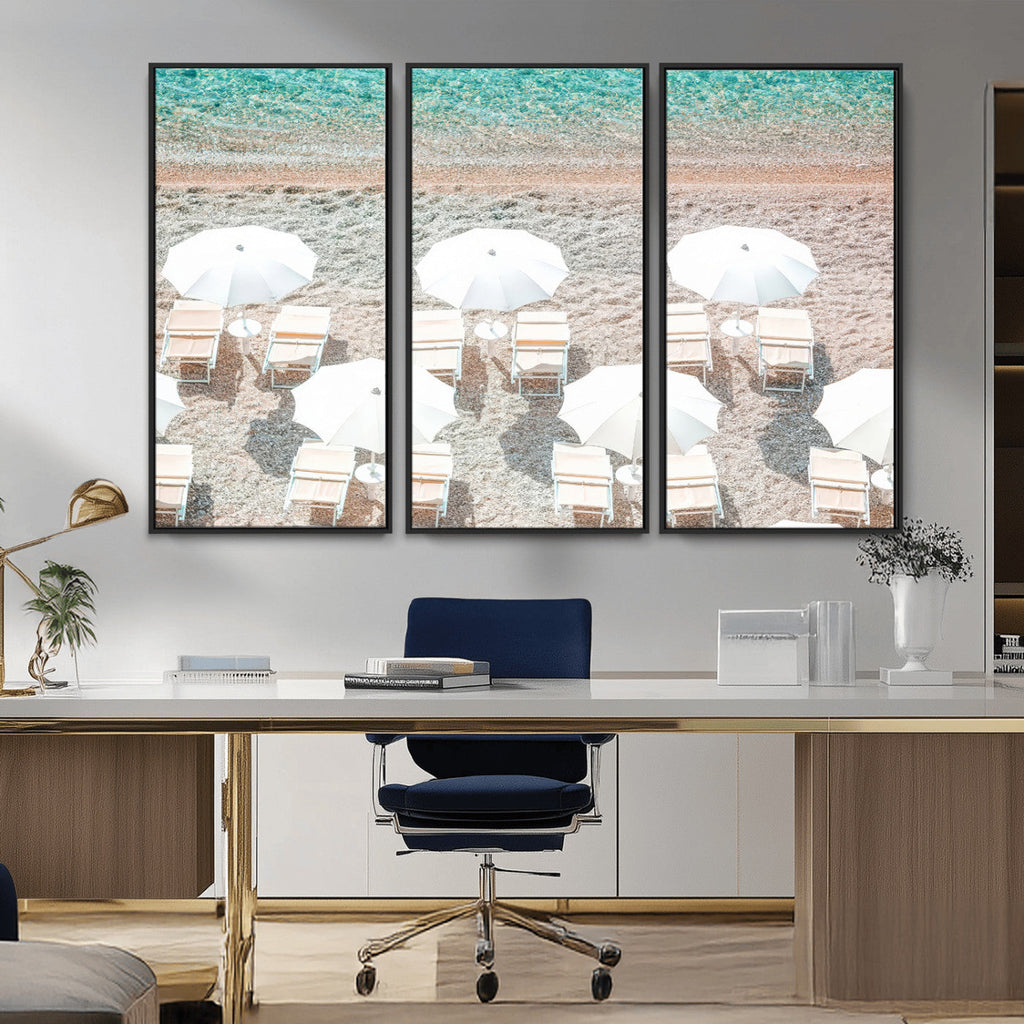 Calm Beach Wall Art | Framed Turquoise Water Canvas Artwork