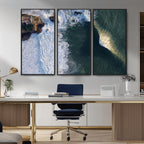 Ocean Wave Wall Art | Aerial Coastal View Canvas Artwork