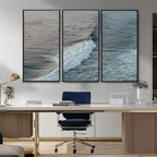 Ocean Waves Wall Art Canvas Print, Framed Coastal Serenity Surf Scene