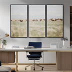Bison Herd Wall Art Canvas Print, Framed Western Ranch Nature Scene