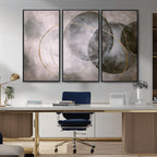 Abstract Grey Gold Wall Art | Modern Geometric Canvas