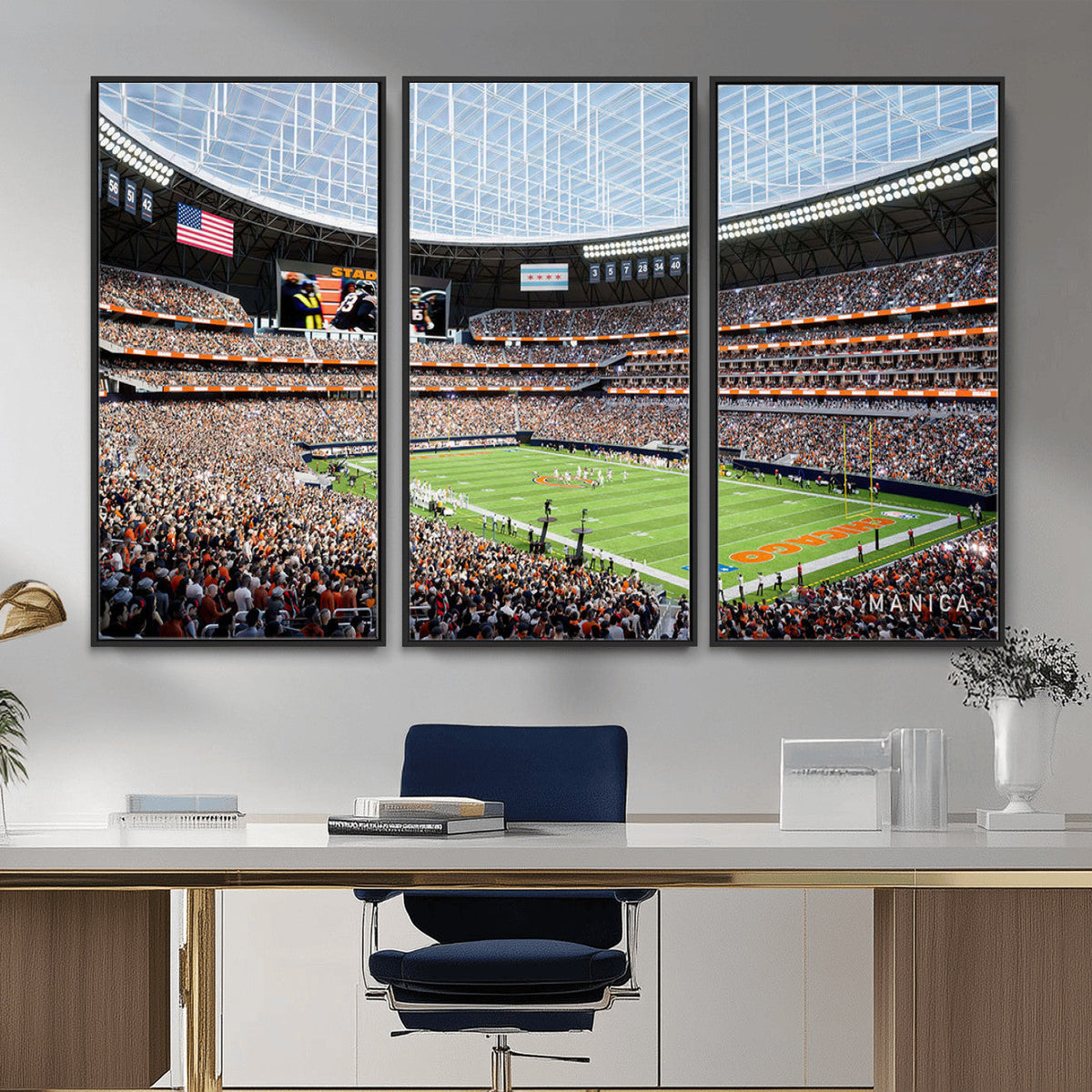 Chicago Bears Soldiers Field Wall Art Canvas Print, Framed and Ready to Hang