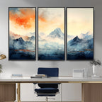 Warm Clouds Abstract Mountain Wall Art, Modern Landscape Canvas Print