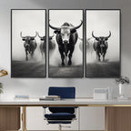 Texas Longhorn Wall Art Canvas Print, Framed Speckled Cow