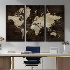 World Map Wall Art Canvas Print | Framed Travel Map Wall Art