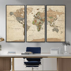 Framed World Map Wall Art for Home and Office Decor