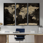 Push Pin World Map Canvas Wall Art Print, Interactive Travel Map