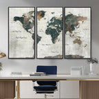 World Map Canvas Print | Framed Travel Map Wall Art for Couples