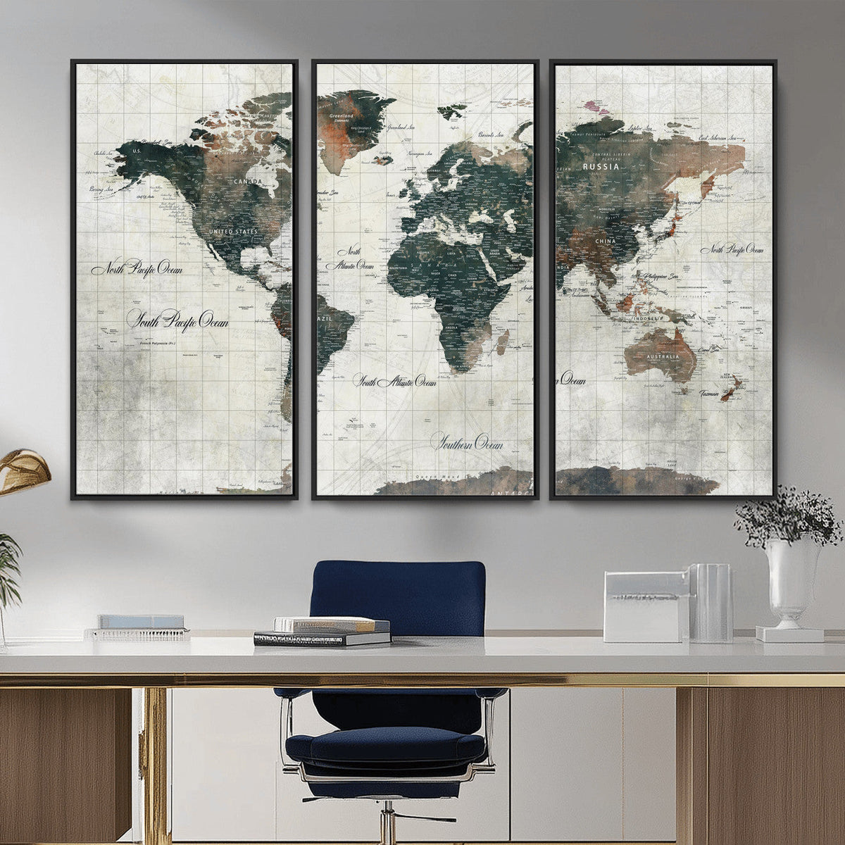 World Map Canvas Print | Framed Travel Map Wall Art for Couples