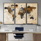 World Map Canvas Art Print | Framed Travel Map Wall Art