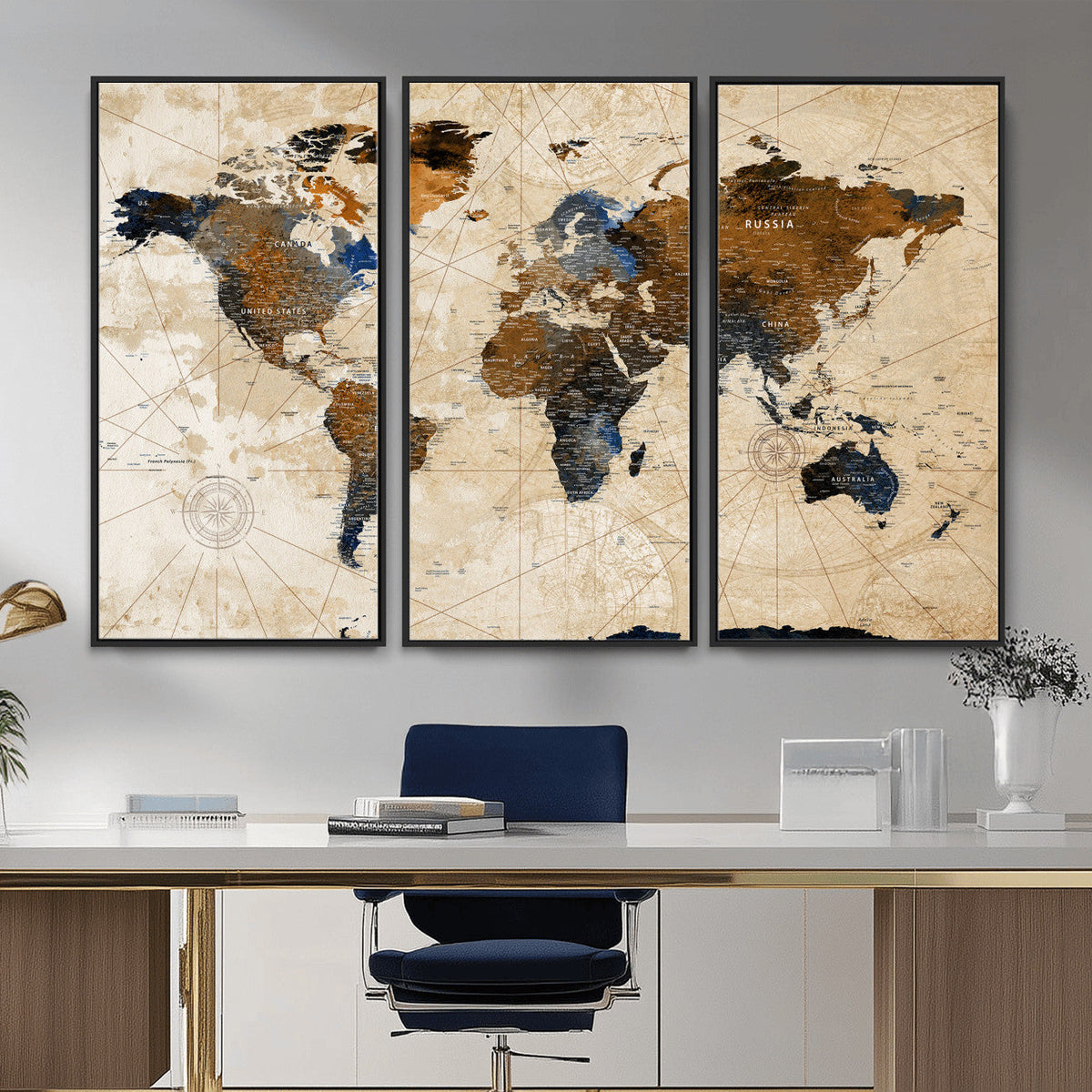 World Map Canvas Art Print | Framed Travel Map Wall Art