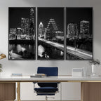 Austin Skyline Wall Art Canvas Print, Austin Downtown Night Cityscape