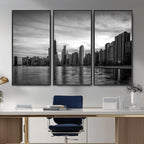 Chicago Wall Art Canvas Print, Chicago City Downtown Night Cityscape