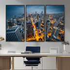Chicago Wall Art Canvas Print - Chicago City Downtown Night Cityscape