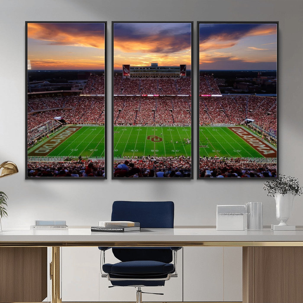 Oklahoma Sooners Stadium Wall Art Canvas Print, College Football Decor