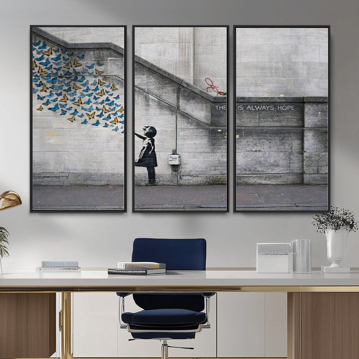 Banksy Girl with Butterflies Street Art Wall Art Canvas Print