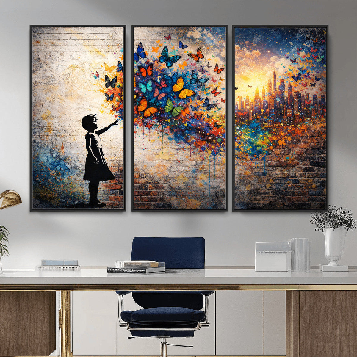 Banksy Girl Wall Art Canvas Print for Living Room Decor
