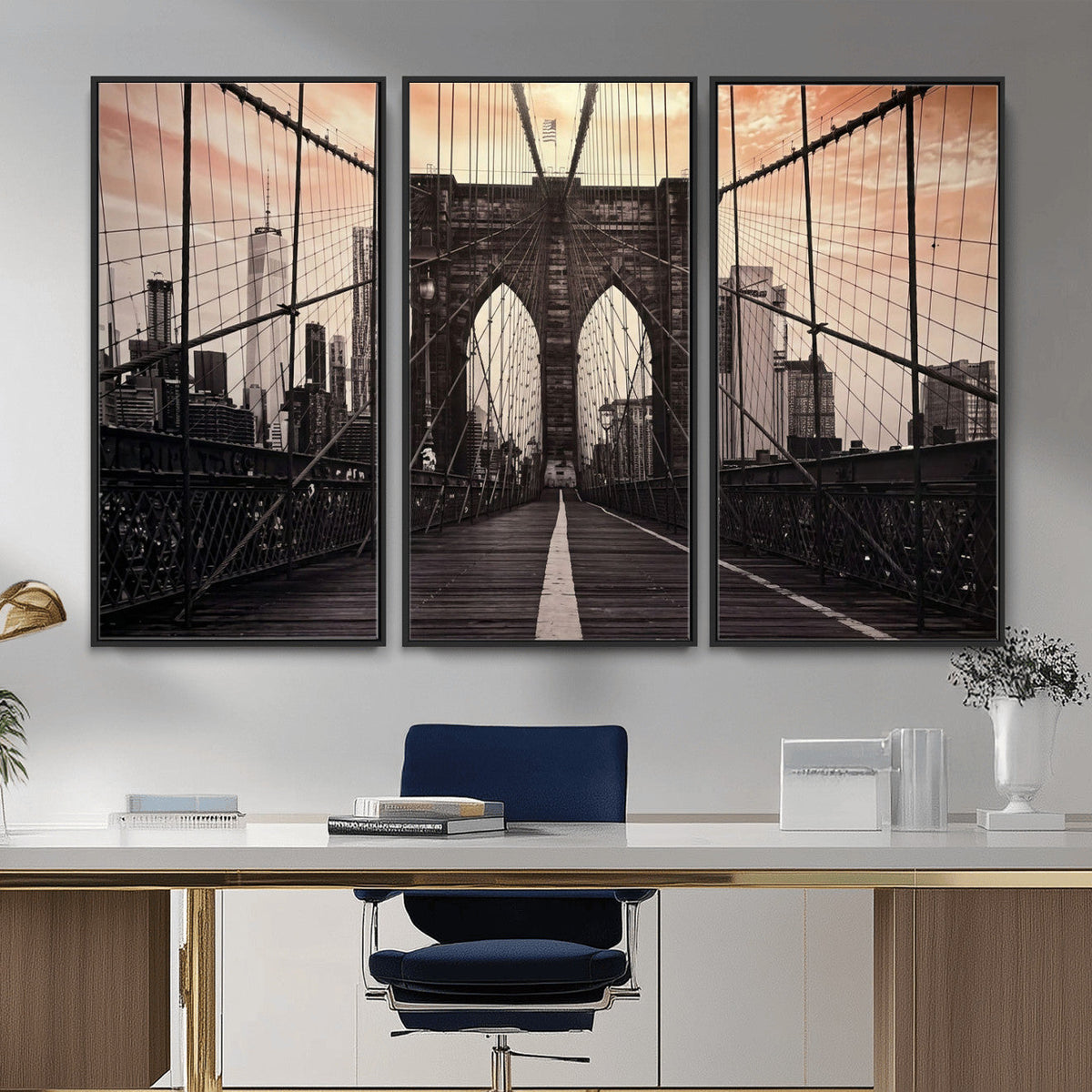 Brooklyn Bridge Canvas Wall Art, New York City Skyline Photography