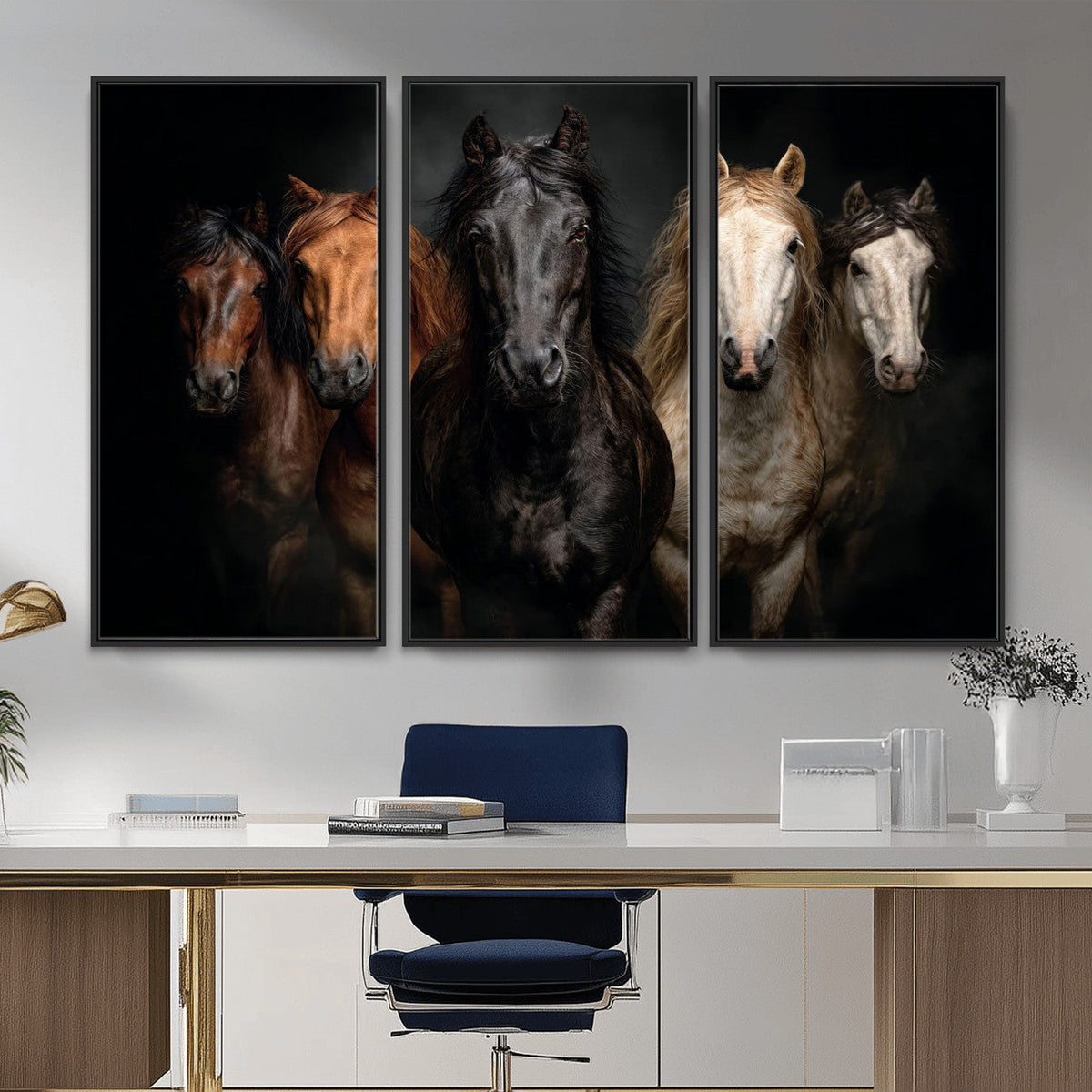Horse Wall Art Canvas Print, Wild Horses Portrait Photography, Rustic Ranch Decor