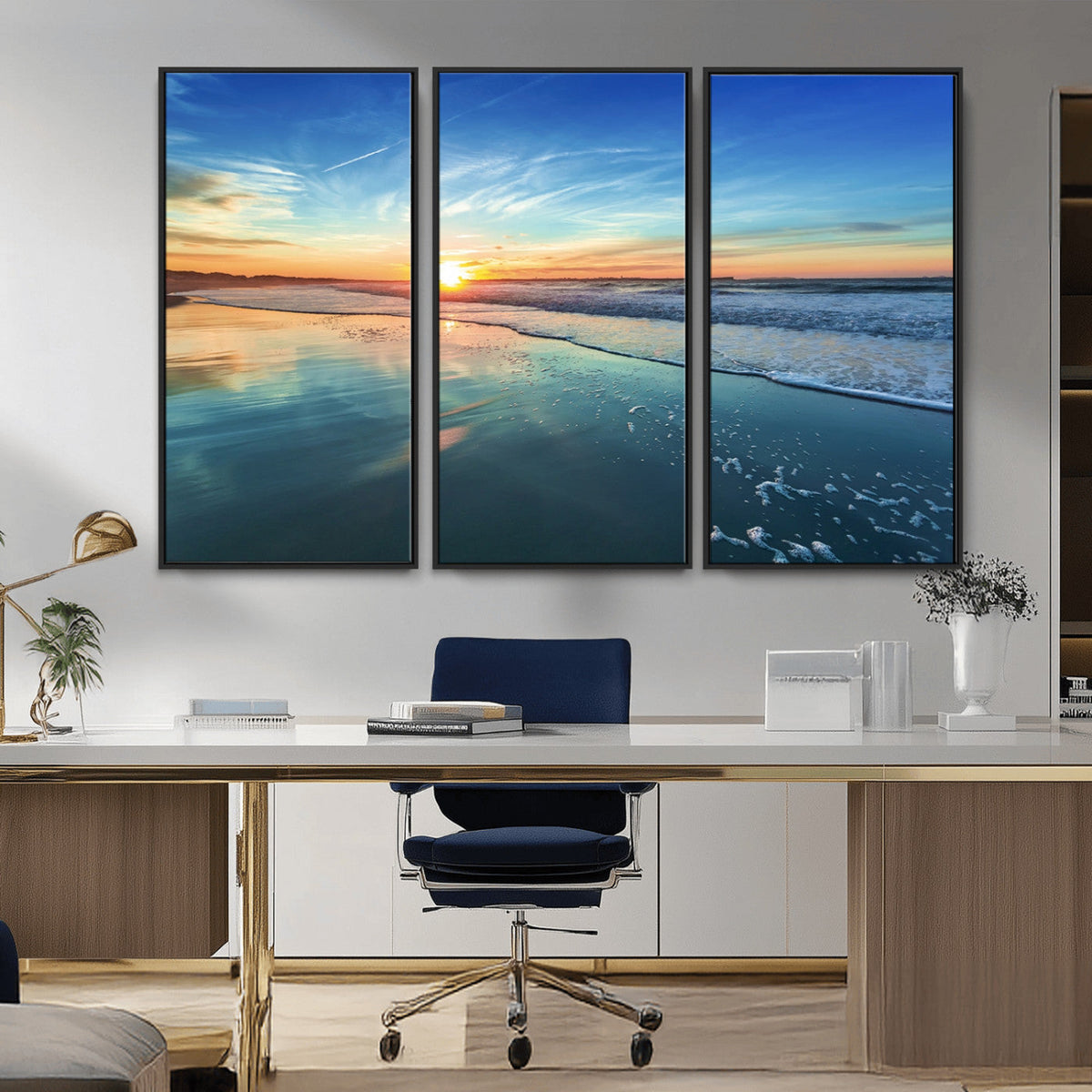 Blue Sky and Beach Wall Art Canvas Print