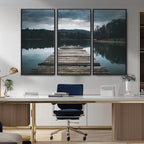Wooden Bridge Near Lake Wall Art Canvas Print