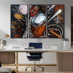 Spices and Seasonings Canvas Wall Art | Colorful Triptych Kitchen Decor