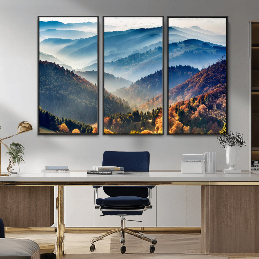Mountains Forest Autumn Wall Art Canvas Print