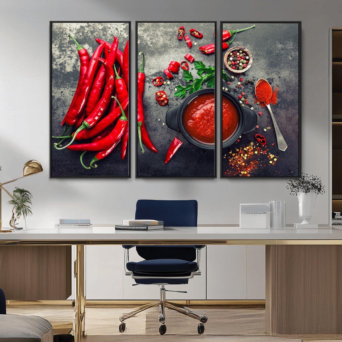 Red Chili Peppers Wall Art Kitchen Artwork Canvas Print