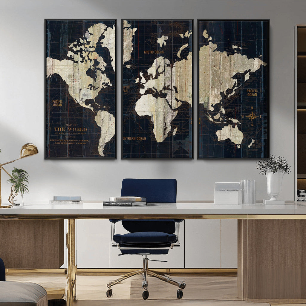 Antique Old World Map Wall Art Canvas Print